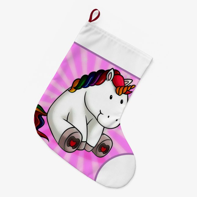 Grande Chaussette De Noël Unicorne magique Grand stock de Noël (Devant (Accrochage))