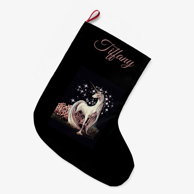 Grande Chaussette De Noël Unicorne personnalisée (Devant (Accrochage))