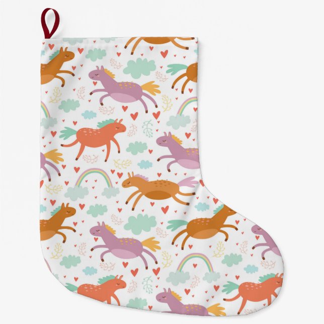 Grande Chaussette De Noël Unicornes (Devant)