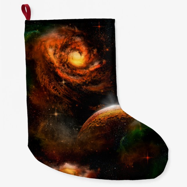 Grande Chaussette De Noël Univers impressionnant avec la planète et les (Devant)