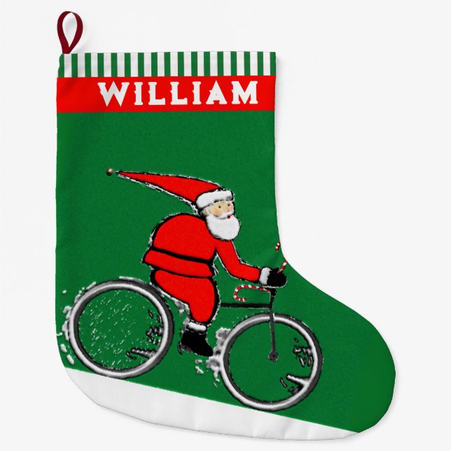 Grande Chaussette De Noël Vacances à vélo (Devant)