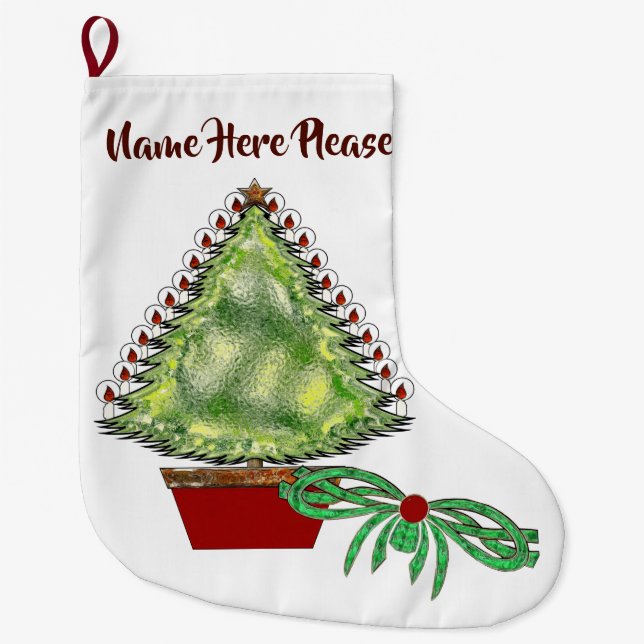 Grande Chaussette De Noël Vacances Cloches en argent (Devant)