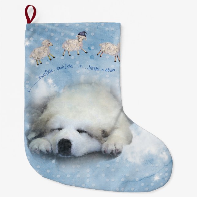 Grande Chaussette De Noël Vacances de Noël - chiot de Pyr comptant des (Devant)