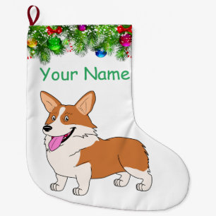 Grande Chaussette De Noël Vacances de sourire de corgi
