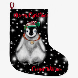 Grande Chaussette De Noël Vacances festives mignonnes Penguin