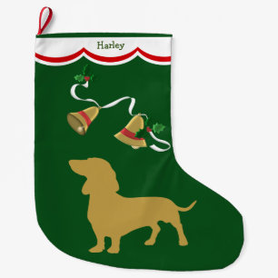 Grande Chaussette De Noël Vacances Gold Dachshund