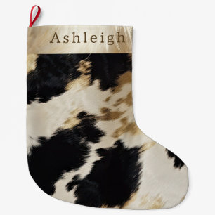 Grande Chaussette De Noël Vache blanche noire