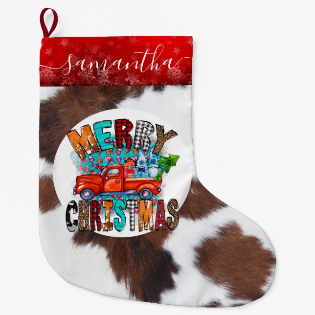 Grande Chaussette De Noël Vache cacher ferme Van Christmas Stocking (Devant)