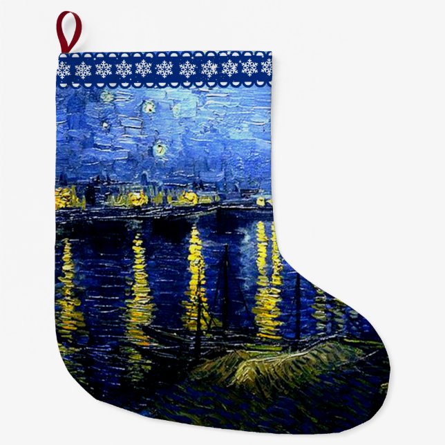 Grande Chaussette De Noël Van Gogh - Nuit étoile sur le Rhône (Devant)