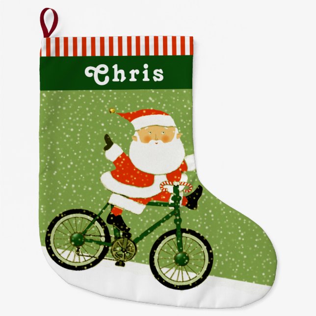Grande Chaussette De Noël Vélo cadeau de vacances (Devant)