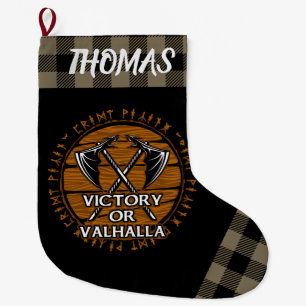 Grande Chaussette De Noël Victoire viking personnalisée ou Valhalla Tan Bla