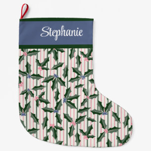 Grande Chaussette De Noël Victorian Holly avec nom
