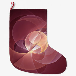 Grande Chaussette De Noël Vin moderne élégant Abstrait Art fractal rouge