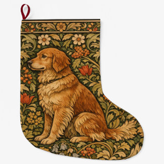 Grande Chaussette De Noël Vintage elegant Golden Retriever boho painting