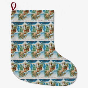 Grande Chaussette De Noël Vintage Noël neige père Noël