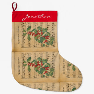 Grande Chaussette De Noël Vintage Nous trois rois d'Orient sont