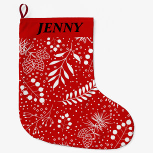 Grande Chaussette De Noël VINTAGE ROUGE NOËL grand stockage de noël