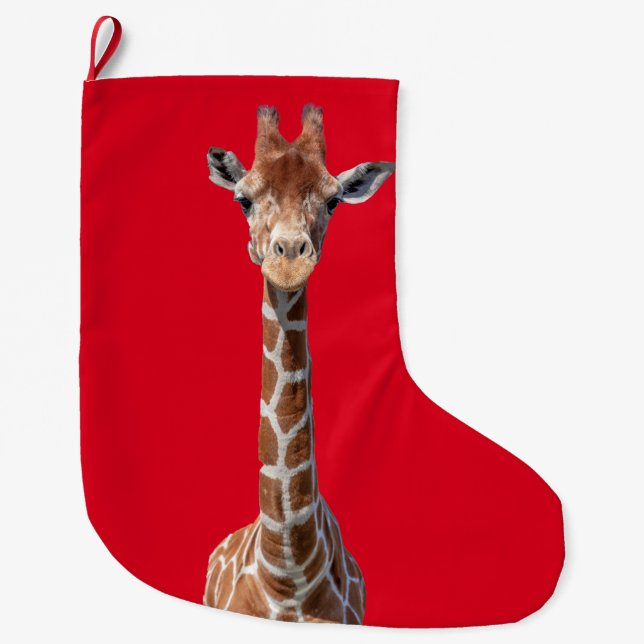 Grande Chaussette De Noël Visage mignon de girafe (Devant)