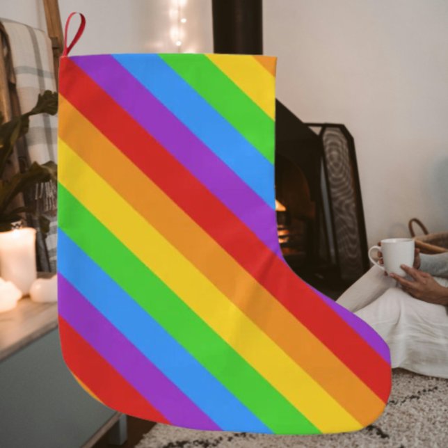 Grande Chaussette De Noël Vive la fierté : Drapeau arc-en-ciel (Créateur téléchargé)