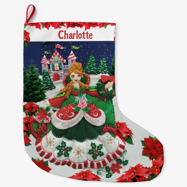 Grande Chaussette De Noël Votre nom Personnaliser Noël Fête Princesse (Devant)