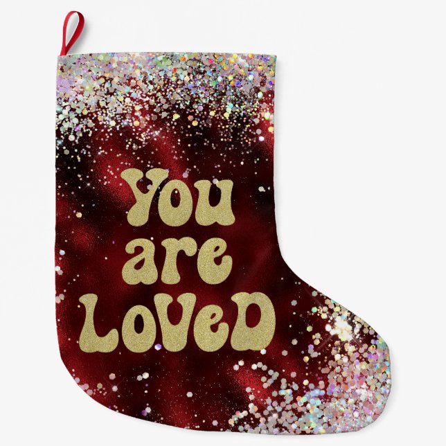 Grande Chaussette De Noël Vous êtes Loved Affirmation Rappel (Devant)