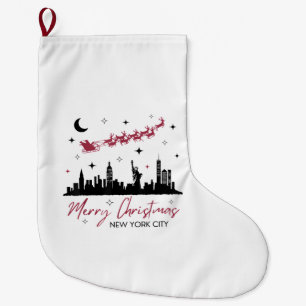 Grande Chaussette De Noël Voyage de Noël à New York, Joyeux Noël Nouveau