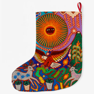 Grande Chaussette De Noël Voyage tribal maya mexicain de Boho d'art d'Oaxaca