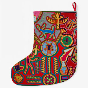 Grande Chaussette De Noël Voyage tribal maya mexicain de Boho d'art d'Oaxaca