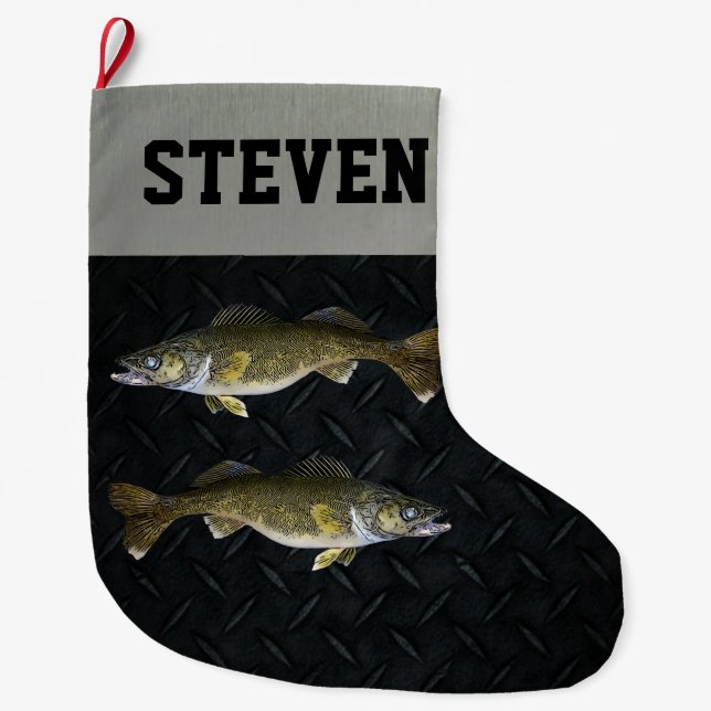 Grande Chaussette De Noël Walleye Pêche Cool Sports Pickerel Homme  (Devant)