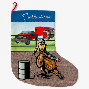 Grande Chaussette De Noël Western Cowgirl Barrel Racer