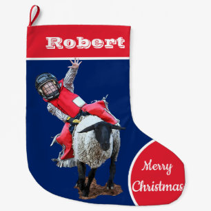 Grande Chaussette De Noël Western Rodeo Cowboy Cowgirl Mutton Buston