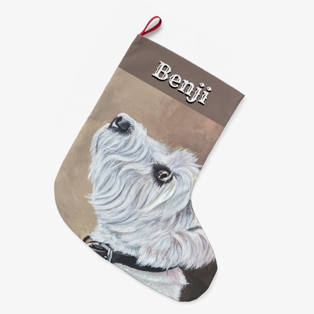 Grande Chaussette De Noël Westie Recherche vers le profil B (Devant (Accrochage))