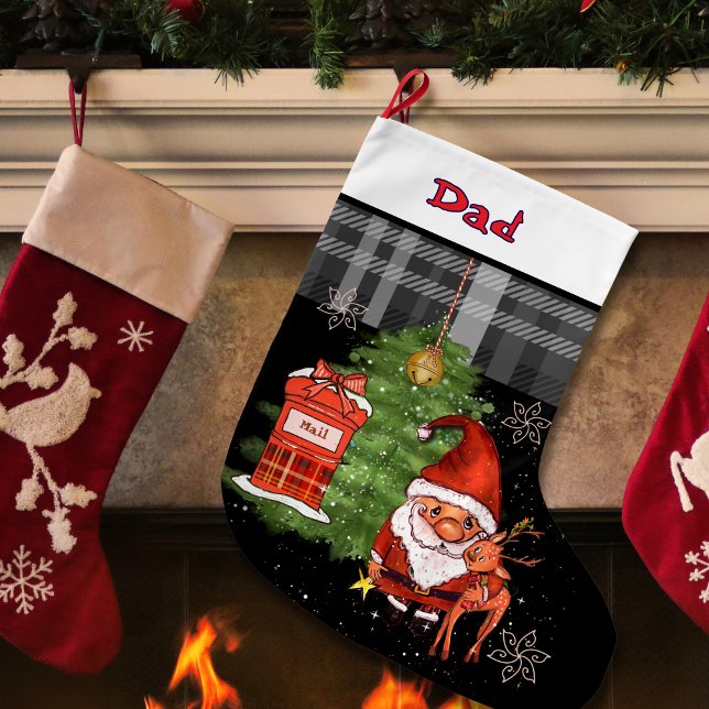 Grande Chaussette De Noël Whimsical Santa Reindeer Christmas Stocking I Dad (Whimsical Santa Reindeer Christmas Stocking I Dad)