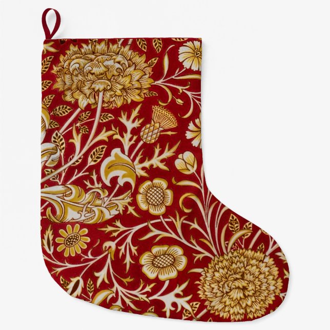 Grande Chaussette De Noël William Morris Cherwell Floral Pattern Red (Devant)