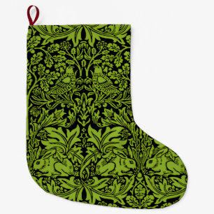 Grande Chaussette De Noël William Morris Frère Lapin Vert Sauge Noir