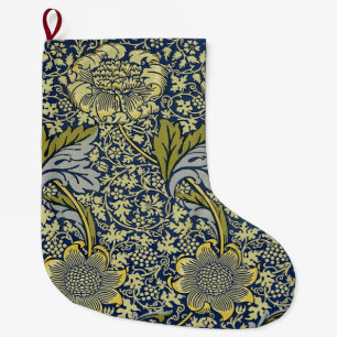 Grande Chaussette De Noël William Morris Kennet Fond d'écran Floral Bleu