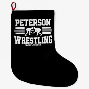 Grande Chaussette De Noël Wrestler AJOUTER LE NOM École Athlète Équipe de lu