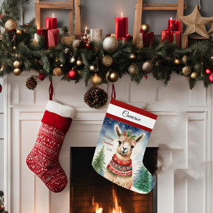 Grande Chaussette De Noël Xams Llama Personnalisé Grand Stocking de Noël