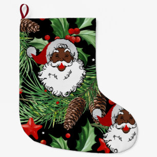 Grande Chaussette De Noël xmas holly black santa claus