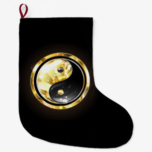 Grande Chaussette De Noël Yin Yang or en noir
