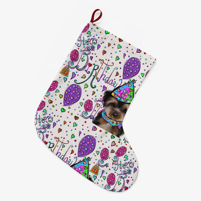 Grande Chaussette De Noël Yorkie Poo (Devant (Accrochage))