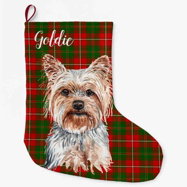 Grande Chaussette De Noël Yorkshire Terrier Chien personnalisé (Devant)
