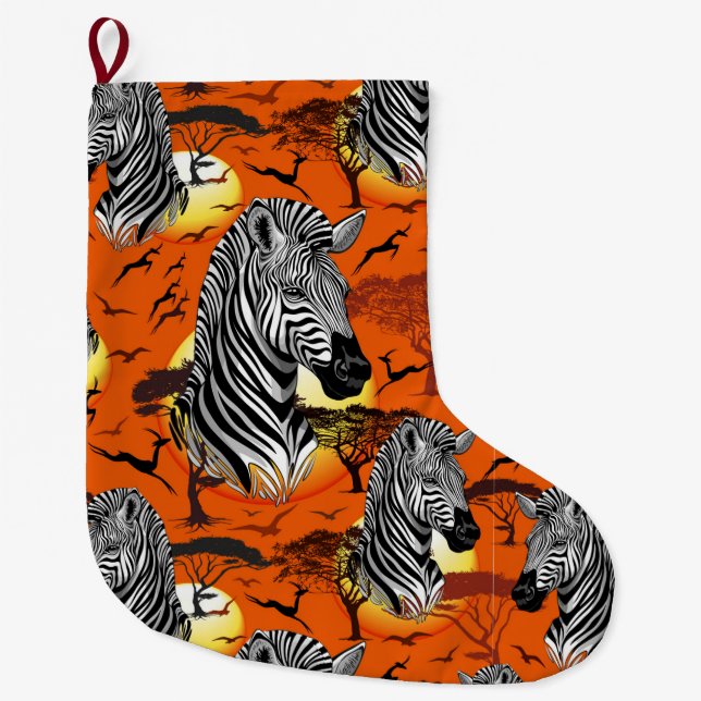 Grande Chaussette De Noël Zebra African Savanna Wild Animal (Devant)