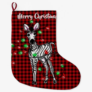 Grande Chaussette De Noël Zèbre festif de vacances, plaid de buffle à lumièr