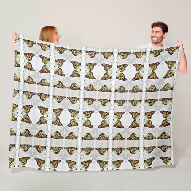 Grande couverture en polaire Motif deux monarques (En situation)