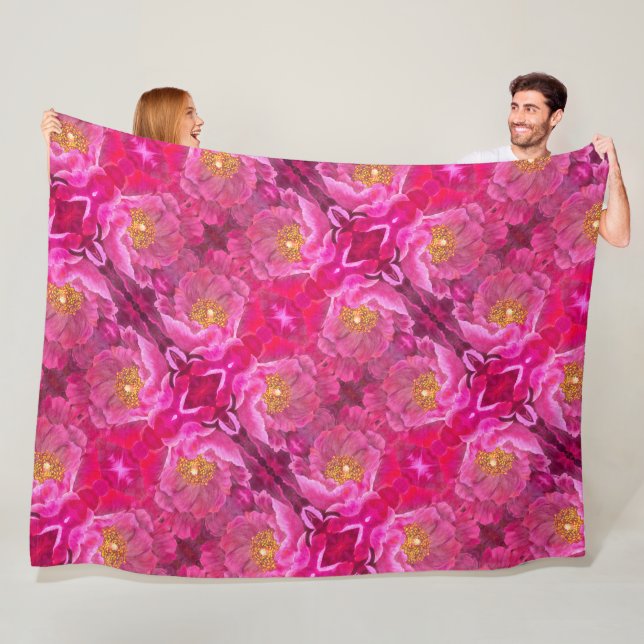 Grande couverture en polaire Rose Cactus rose (En situation)