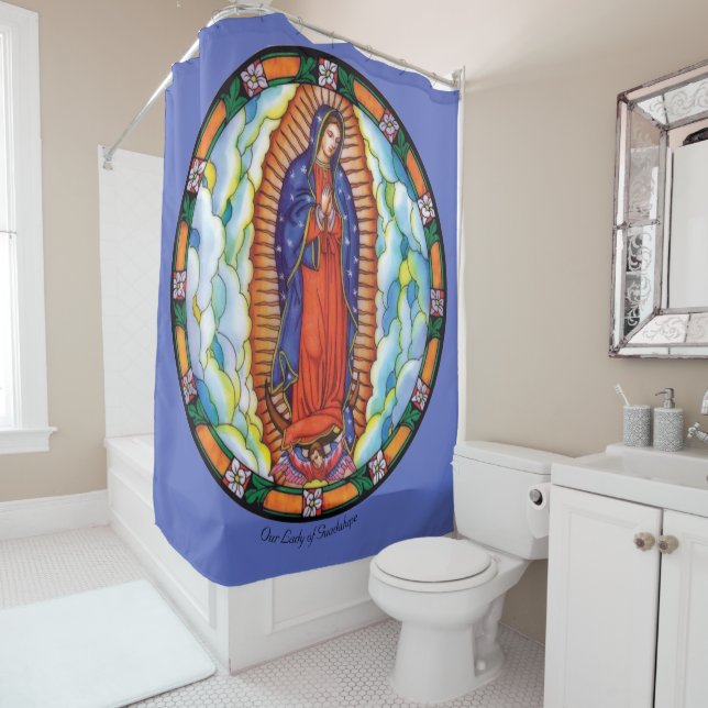 Grande Dame de Guadalupe Douche Bleue Rideau (En situation)
