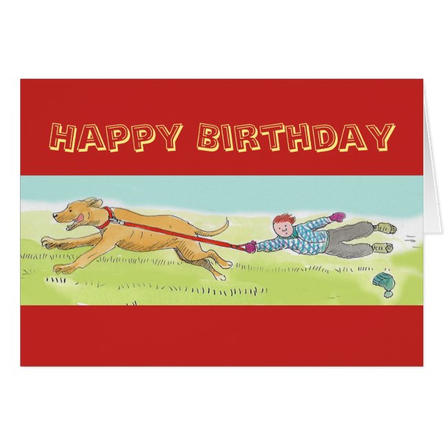 Grande Dane marche carte de chien d'anniversaire (Devant horizontal)