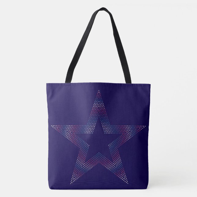 grande étoile sur sac cabas bleu (Devant)