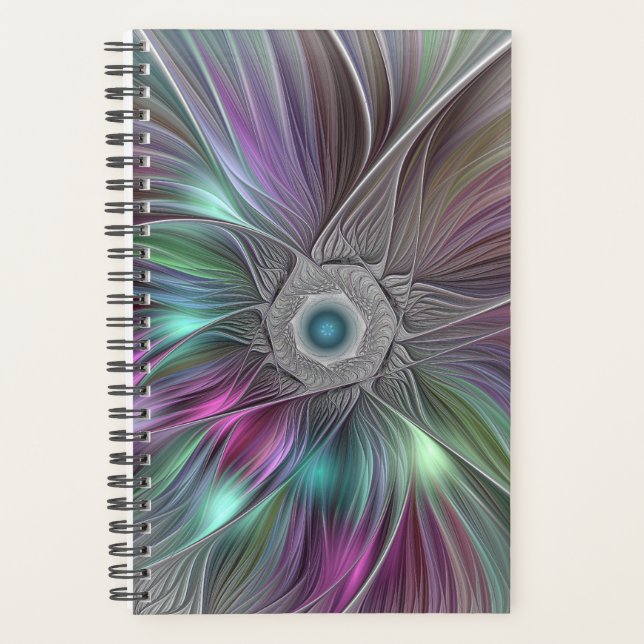Grande Fleur colorée Abstraite Trippy Fractal Art (Devant)